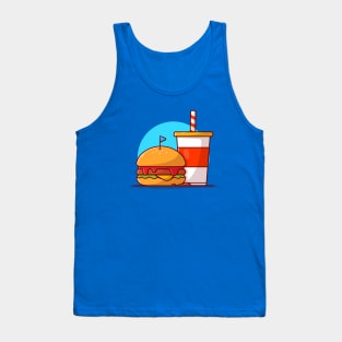 Burger And Soda Cartoon Vector Icon Illustration (12) Tank Top